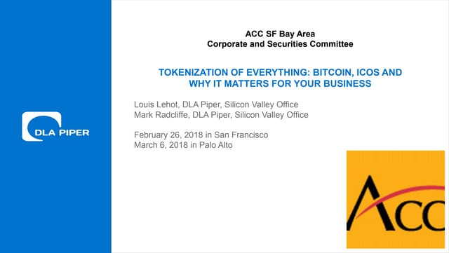 ACC presentation on tokenization of everything - February-March 2018