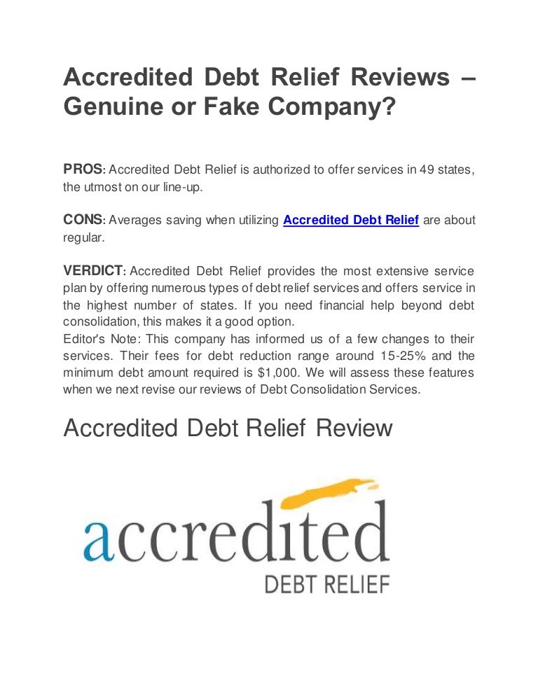 Accredited debt relief reviews