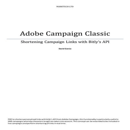 Adobe Campaign Classic Shortening Links with Bitly API | DOCX