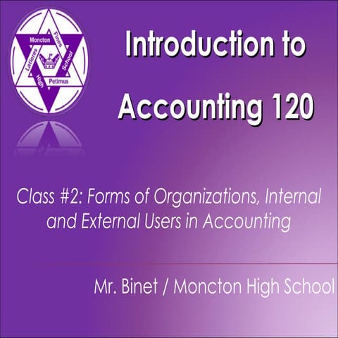 Acct120   Class #2   Forms Of Organizations, Internal And External Users In A...