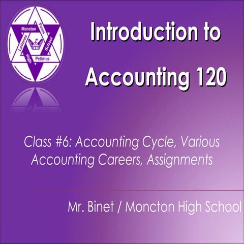 Acct120   Class #6   The Accounting Cycle, Accounting Careers