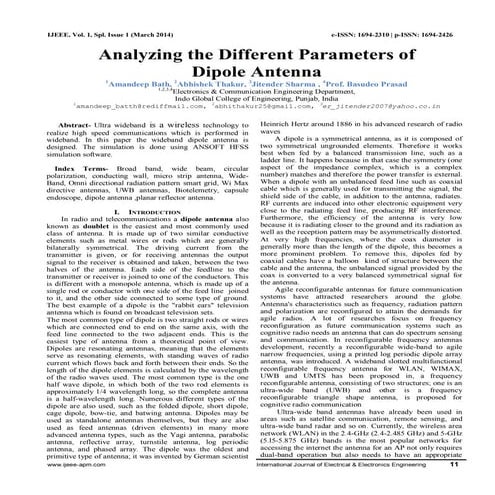 Analyzing the Different Parameters of Dipole Antenna