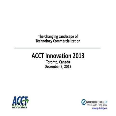 Technology Transfer (TTO) Commercialization and Patent Influence, from a Fortune 100 perspective.