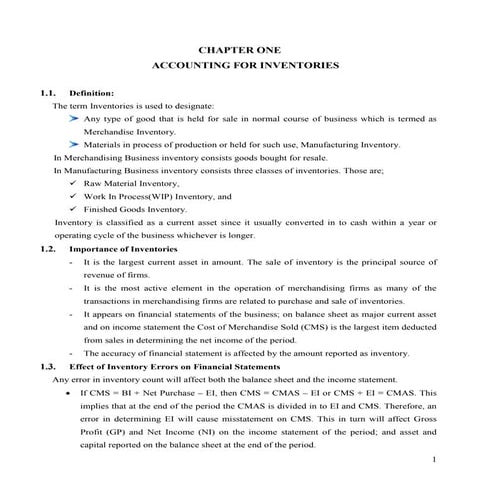 CA NOTES ON INVENTORIES | PDF