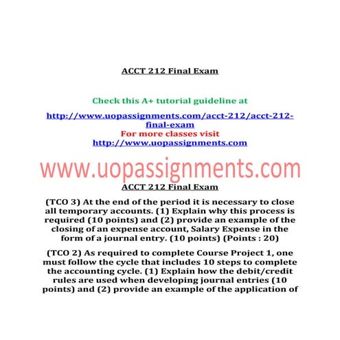 Acct 212 final exam 100% correct answer | PDF