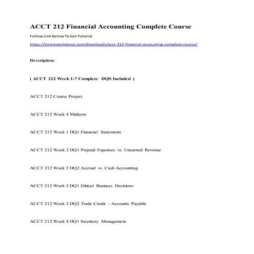 Acct 212 financial accounting complete course