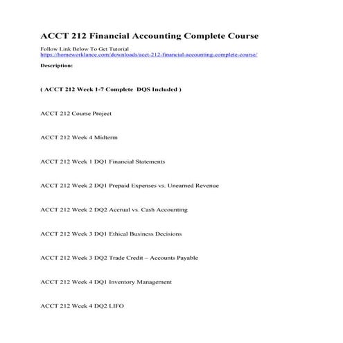 Acct 212 financial accounting complete course