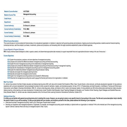 ACCT5303 Managerial Accounting Blueprint