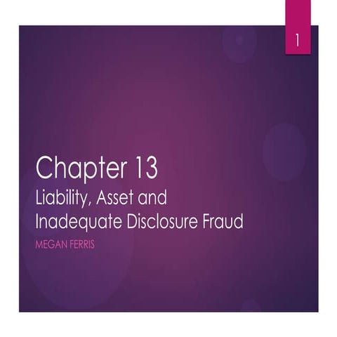 Chapter 13 Inadequate disclosures