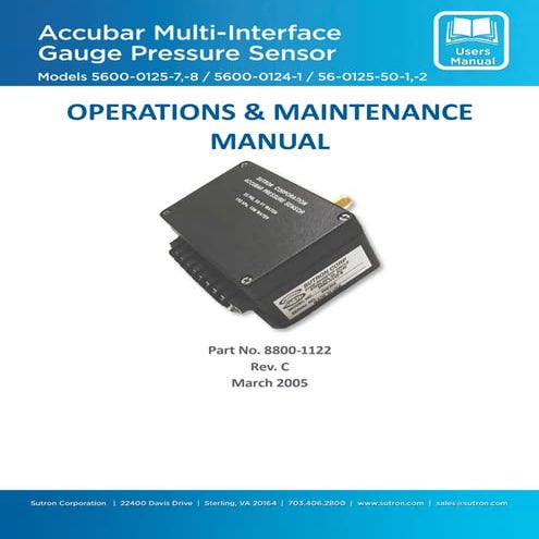 Accubar gauge pressure sensor 5600 0125-50-1 | PDF