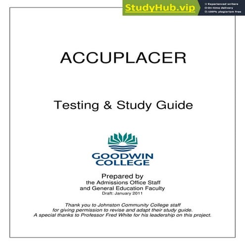 ACCUPLACER Testing Study Guide | PDF