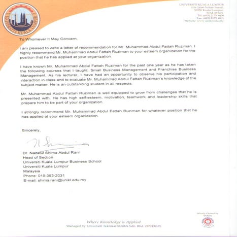 Recommendation Letter - Fattah