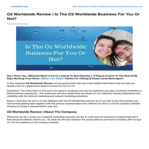 O2 Worldwide Review | Is The O2 Worldwide Business For You Or Not?