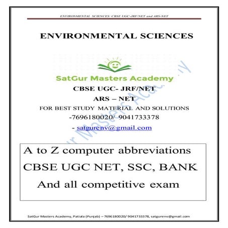 CBSE UGC NET ENVIRONMENTAL SCIENCES  