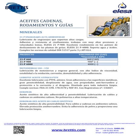 ACEITES CADENAS RODAMIENTOS GUIAS ELESA