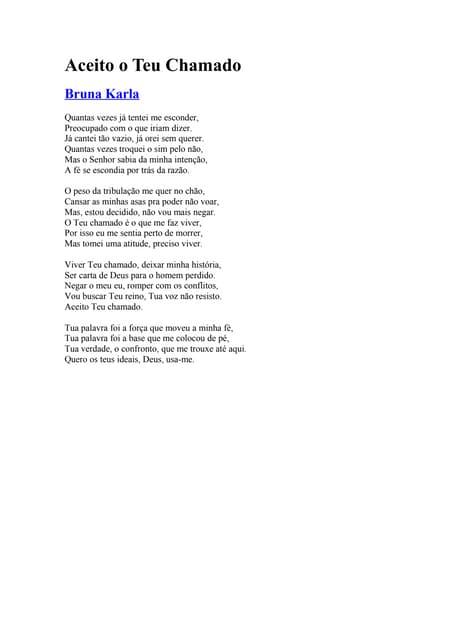 Aceito o teu chamado