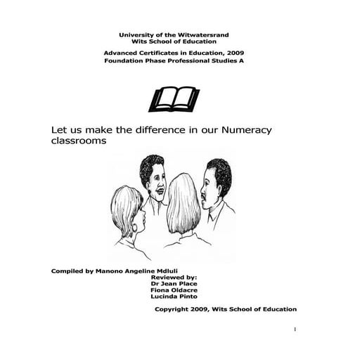 Let Us Make the Difference in Our Numeracy Classrooms: Advanced Certifcate in...