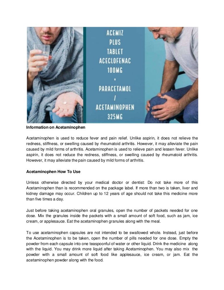 Information On Acetaminophen Acemiz Plus Tablet