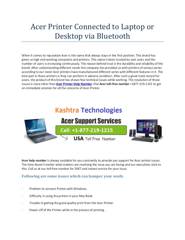 How Acer Printer connected to laptop via Bluetooth?