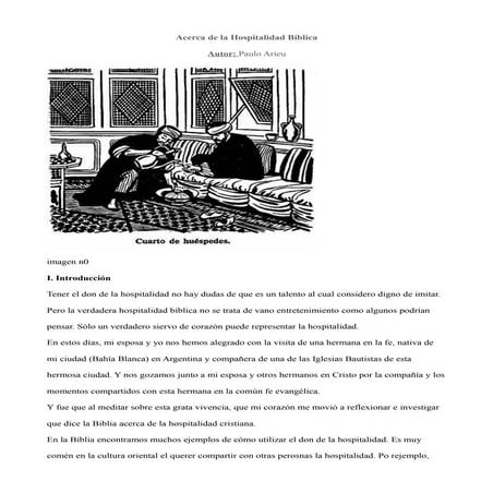 Acerca de la hospitalidad bíblica