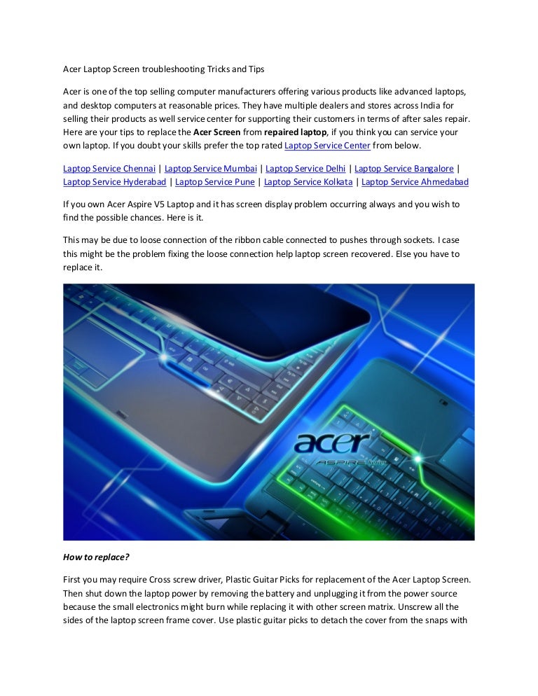 Acer laptop screen troubleshooting tricks and tips