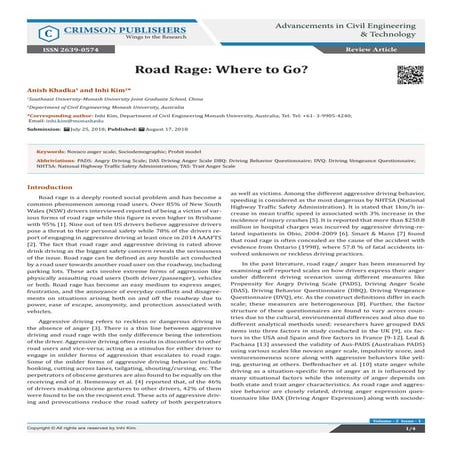 Road Rage: Where to Go?_Crimson Publishers