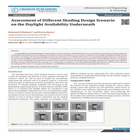 Assessment of Different Shading Design Scenario on the Daylight Availability ...