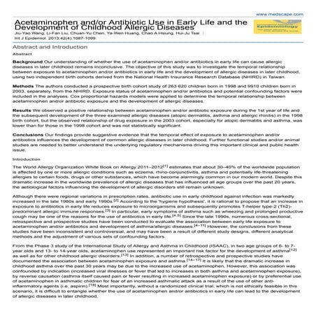 Acetaminohen & antibiotics exposure in atopic children