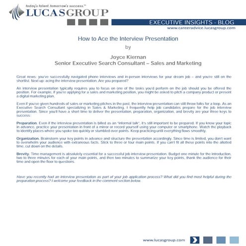 How to Ace the Interview Presentation