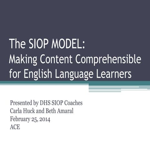 The SIOP model...an Overview