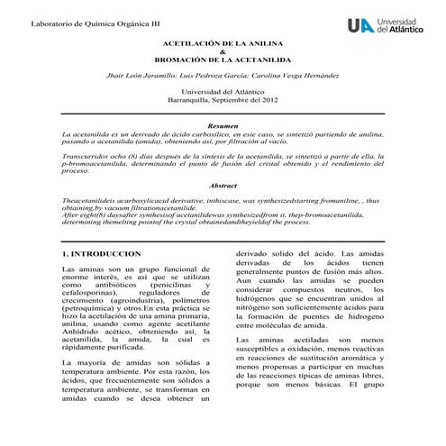 Acetilación de la anilina