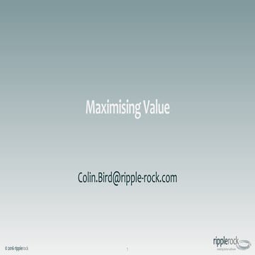 Agile Coaching Exchange - Colin Bird 'Maximising Value' Presentation