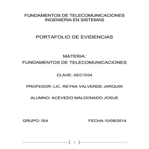 ITO TELECOMUNICACIONES U1 | PDF