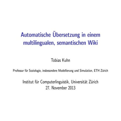 Automatische Übersetzung in einem multilingualen, semantischen Wiki