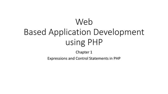 web Based Application Devlopment using PHP
