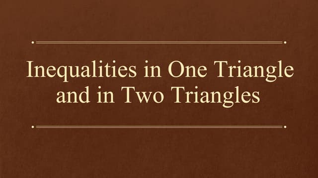 TRIANGLE INEQUALITY THEOREM