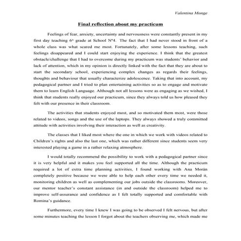 Final Reflection about my Practicum