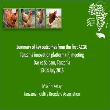  Summary of key outcomes from the first ACGG Tanzania innovation platform (IP...
