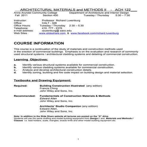 ACH 122  F2011 syllabus