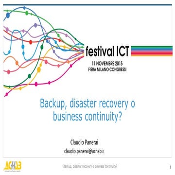 Disaster Recovery VS Business Continuity in Alta Affidabilità | PDF
