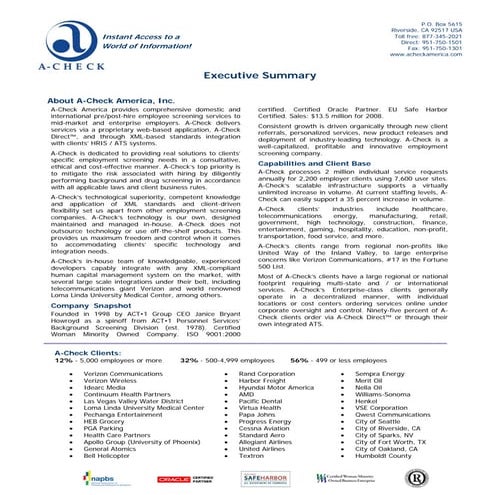 A-Check Executive Summary