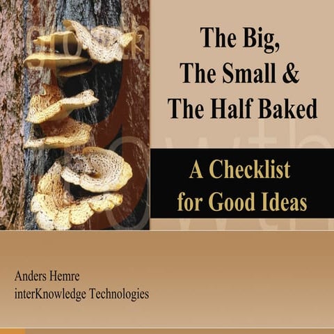 The Big, The Small & The Half Baked - A Checklist for Good Ideas