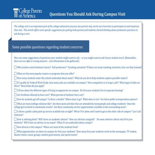 Questions To Ask Colleges | PDF