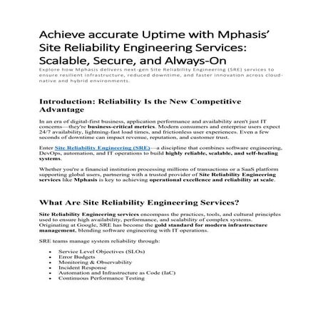 Explore the Future of Digital Success with Site Reliability Engineering ...