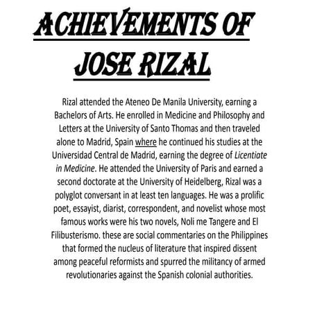 Achievements of jose rizal