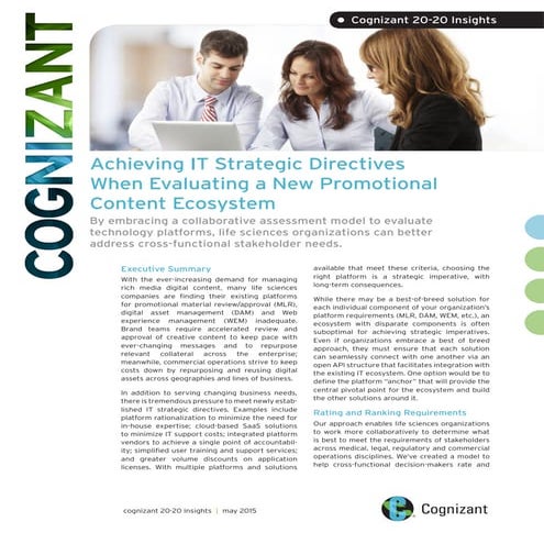 Achieving IT Strategic Directives When Evaluating a New Promotional Content E...
