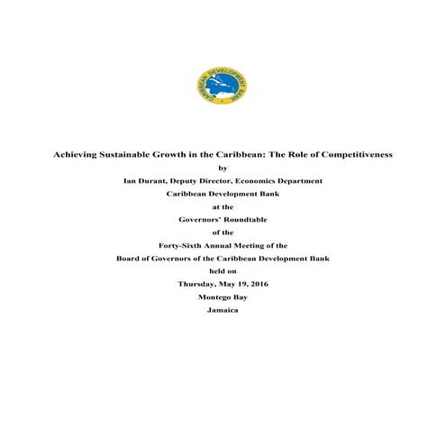 Achieving Sustainable Growth in the Caribbean - Ian Durant