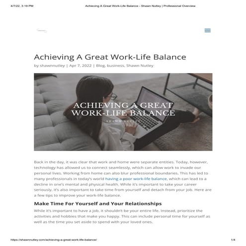 Achieving A Great Work-Life Balance