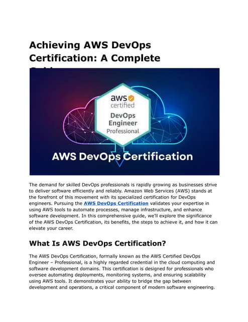AWS DevOps (DOP C01) Certification Study Guide PPT AWS DevOps (DOP C01) Certification Study Guide PPT