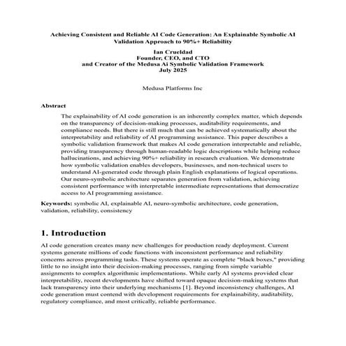 Achieving Consistent and Reliable AI Code Generation - Medusa AI | PDF